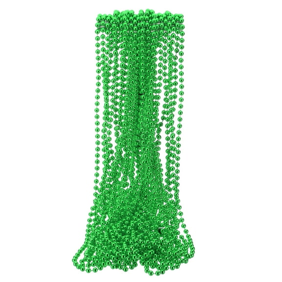 Uxcell 24 Pcs Mardi Gras Beads Necklaces, 6mm 33" Carnival Beaded Necklaces, Round Bulk Party Beads Necklace Costume Supplies for Christmas Event Party Favors Decorations, Green