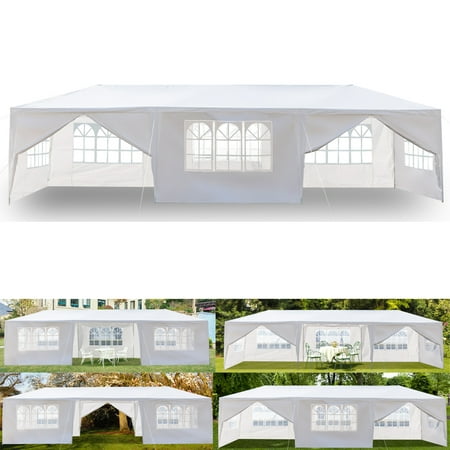 Top Knobs 10' x 30' Outdoor White Waterproof Gazebo Canopy Tent with Removable Sidewalls and Windows Heavy Duty Tent for Party Wedding Events Beach BBQ (10' x 30' with 8