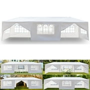 Top Knobs 10' x 30' Outdoor White Waterproof Gazebo Canopy Tent with Removable Sidewalls and Windows Heavy Duty Tent for Party Wedding Events Beach BBQ (10' x 30' with 8 Sidewalls)