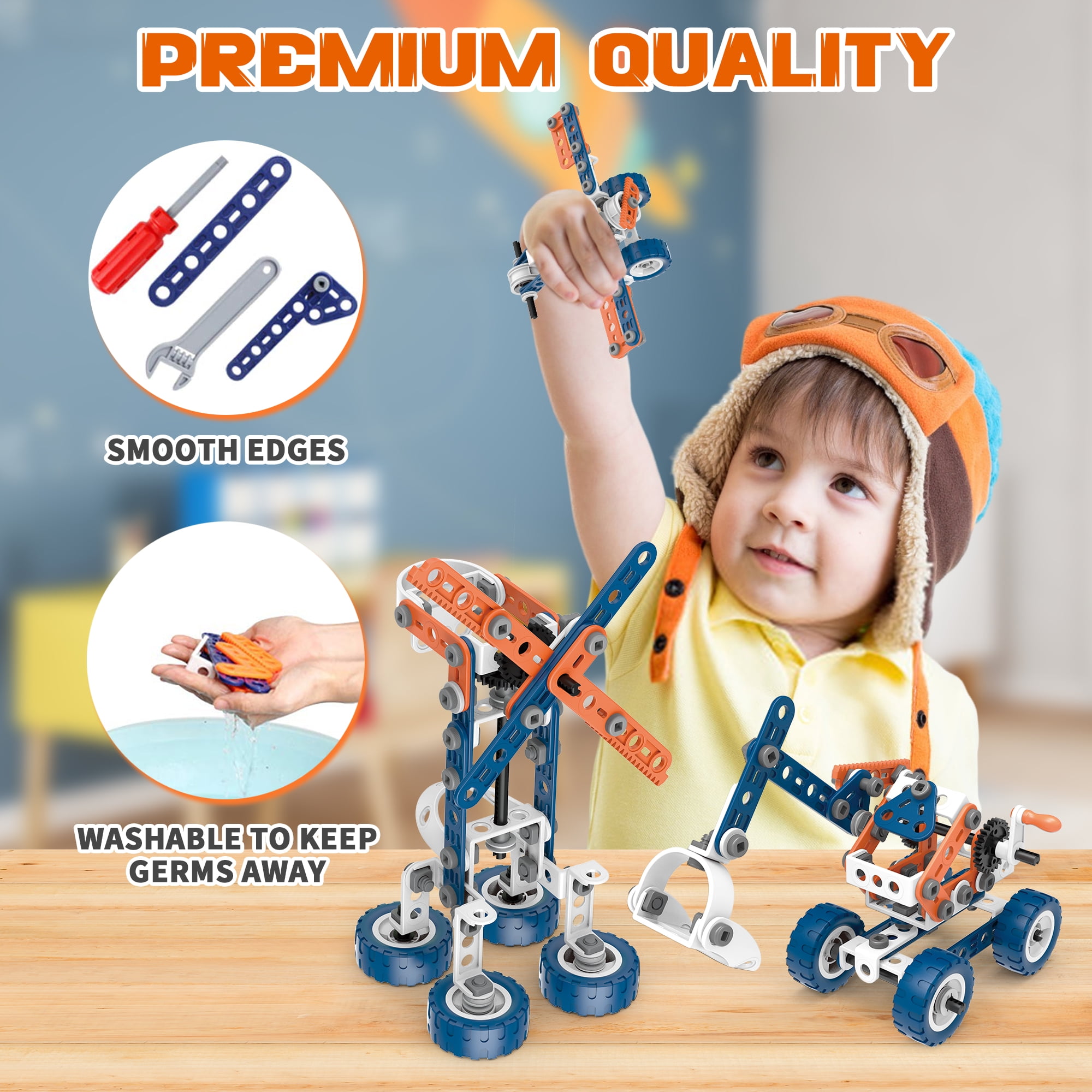 JUGAAD LIFE 12-in-1 STEM Building Toys Blocks Set for Boys 8 11, DIY Electric Construction Toys, Engineering Learning Toys, Educational Creative Game Gift for Kids Toddler Girls Age 4 5 6 7 8+