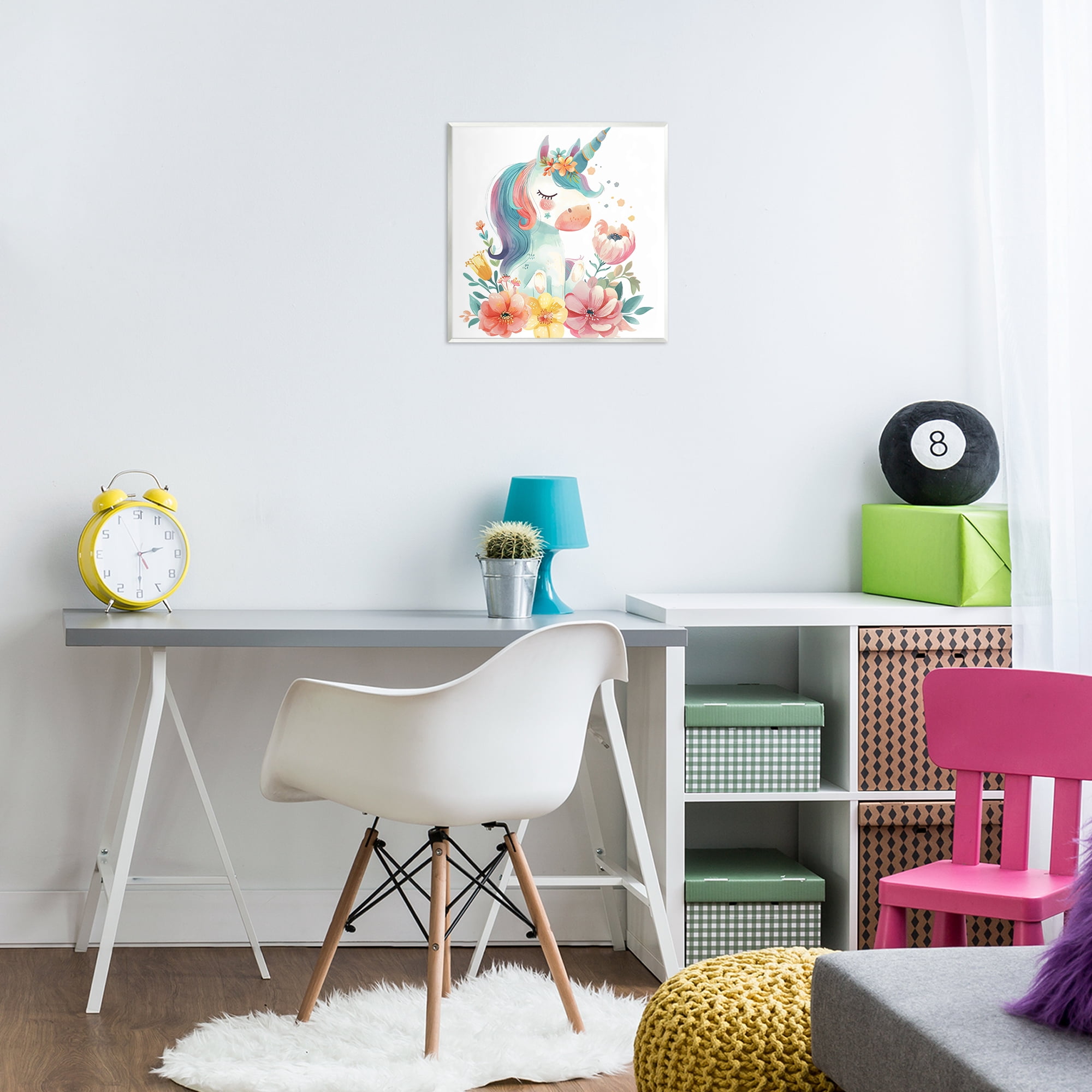 Stupell Industries Whimsical Unicorn with Blossoms Wall Plaque Art, design by Creative Studio