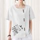 thumbnail image 4 of Vestidos Casuales Para Mujer, Blusas De Mujer De Moda Blusa informal de lino con cuello redondo, manga corta y botones para mujer, 4 of 5
