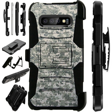 Compatible Samsung Galaxy S10 S 10 5G (2019) Case Armor Hybrid Phone Cover LuxGuard Holster (Digital Camo