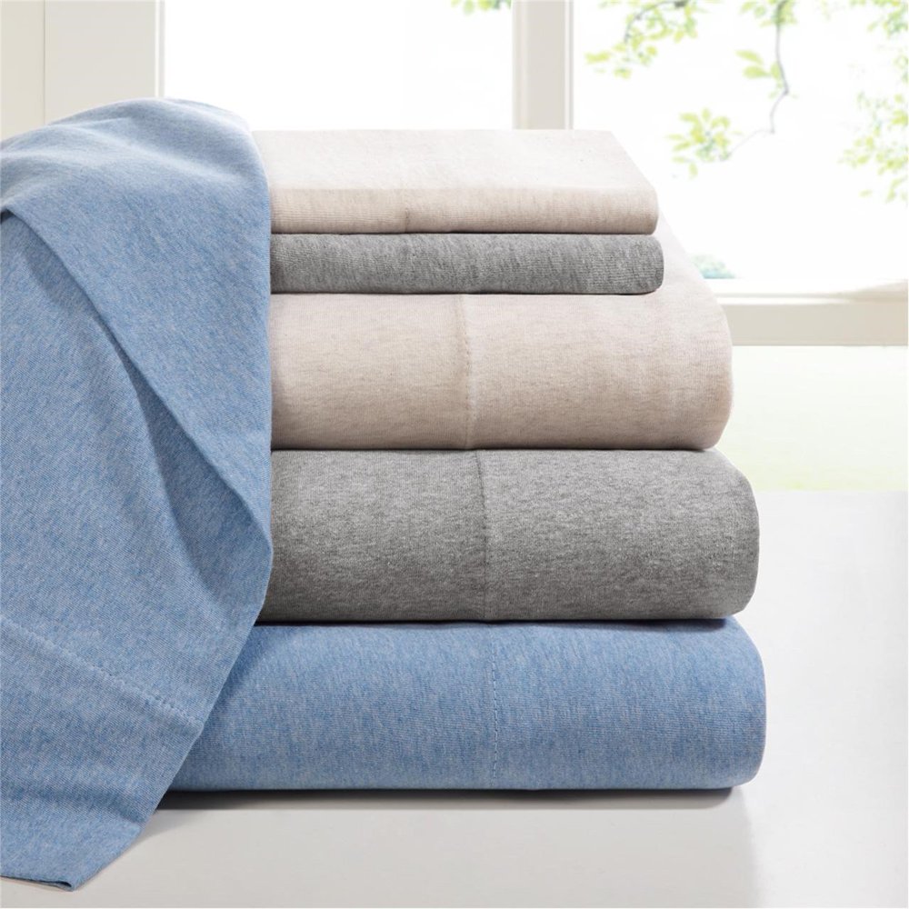 INK+IVY Cotton Jersey Knit Heathered Sheet Set (Twin/Blue) Walmart