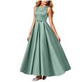 thumbnail image 2 of LEKWK Girls Maxi Dress Satin Sleeveless Crewneck A Line Princess Dress Elegant Flowy Evening Gown with Bow Waist for Wedding Guest Prom Performance Party 0-15Y, 2 of 6