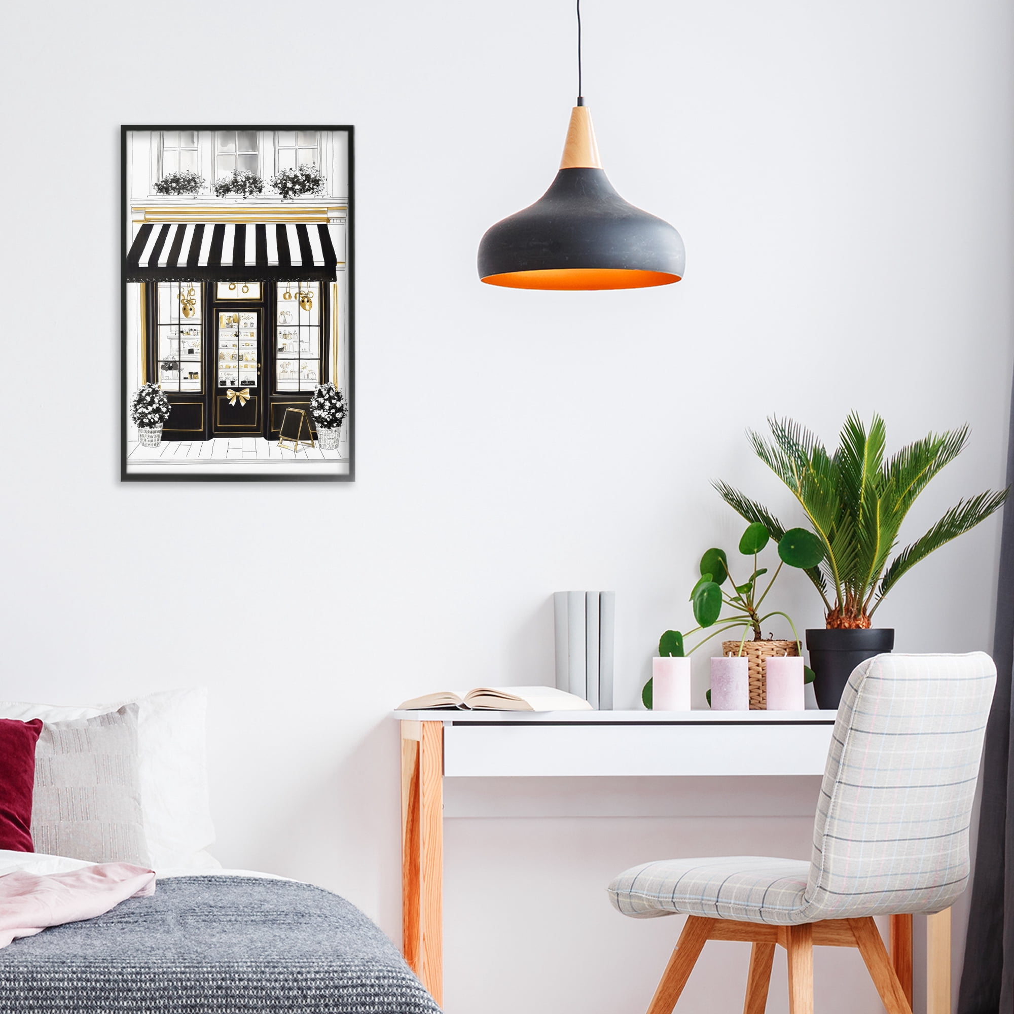 Stupell Industries Paris Storefront Window Display Black Framed Giclee Art, design by Petal Prints Design