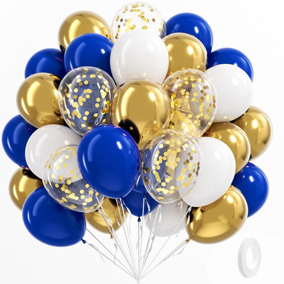 Kit de globos BAUANOOY 60 piezas 12" azul, dorado y blanco