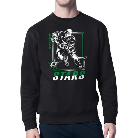 Men's Starter Black Dallas Stars Player Grid Fleece Pullover Sweatshirt