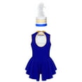thumbnail image 2 of TiaoBug Kids Girls Flag Raiser Honour Guard Uniform 2Pcs Set Sleeveless Cutout Back Leotard with Feather Hat Halloween Costume Royal Blue 14, 2 of 7