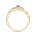 thumbnail image 2 of ANGARA Natural Oval Tanzanite Bypass Ring with Trio Diamond Accents in 14K Yellow Gold for Women (Size-6x4mm) | December Birthstone, Anniversary, Jewelry Gift for Women | Natural Tanzanite Ring, 2 of 9