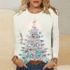 thumbnail image 2 of asdoklhq Crew Neck Sweatshirts Women's Casual Christmas Print Round Neck Long Sleeve T-Shirt Loose Top Multicolor L, 2 of 6