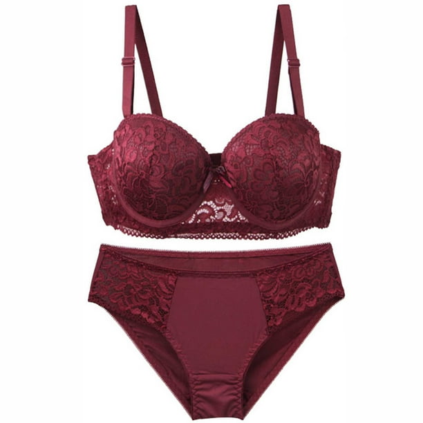 HongQid Womens Seamless Bra Underwire Matching Bra And Panty Set Comfort Push Up Bras Buttery Soft Wired Bralette Full Coverage Sport Everyday Bra
