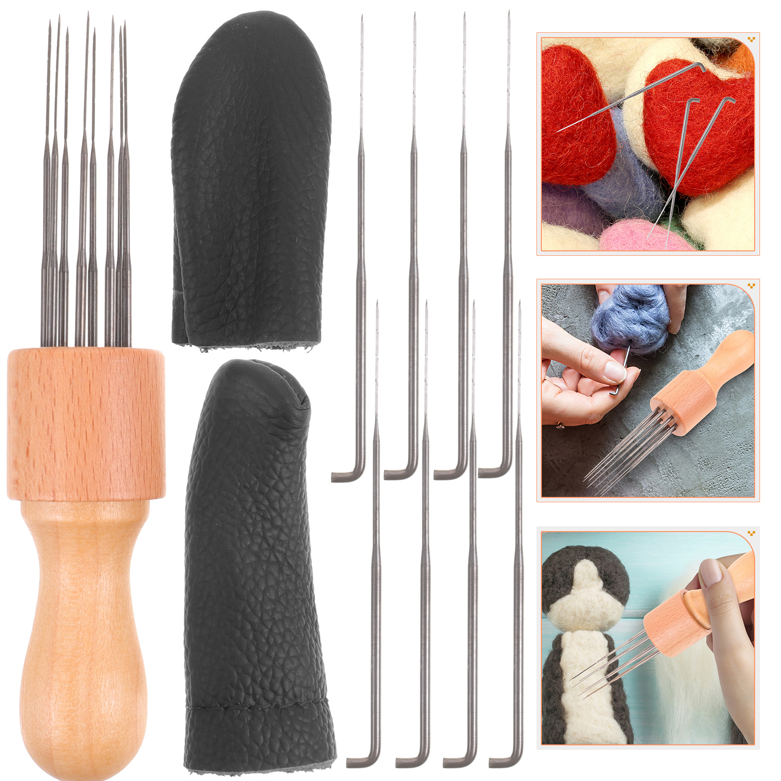 HEALEEP Punch Needle Kit 4-Piece Set for Kids and Adults, Multi Wood Handle Felting Tool for Starters, Friends, and Family Crafting
