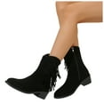 thumbnail image 5 of UngA Cowboy Boots Women Mid Calf Fringe Western Cowgirl Boots with Chunky Heel Snip Toe Ideal for low insteps Black,Size 8, 5 of 7