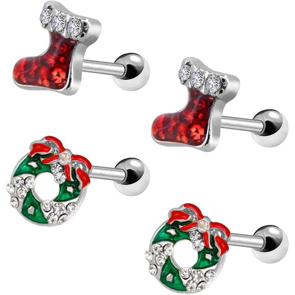 shiyou-16G/20G 316L Cartilage Earrings Stud Stainless Steel CZ Helix Tragus Conch Daith Piercings Jewelry for Womenu2026u2026u2026