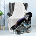 thumbnail image 4 of Cars Soft Flannel Fleece Throw Blanket, Old Fashioned Automobile Old Timer Antique American Collector's Vehicle, Cozy Plush for Indoor and Outdoor Use, 60" x 80", Black Pale Blue Orange, by Ambesonne, 4 of 5