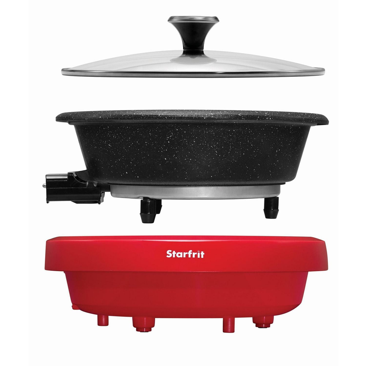 Starfrit The Rock Dual-Sided Electric Hot Pot, 3L, Rock.Tec Non-Stick, Variable Temperature Control, 1200W, Enjoy two broths at once with the Starfrit The Rock Dual-Sided Electric Hot Pot. Featuring Rock.Tec non-stick surface, 3L capacity, adjustable heat, and cool-touch base. Die-cast aluminum pot with even heating for perfect meals every time.