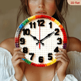 thumbnail image 2 of 10-inch 2D flat "White Building Blocks" theme, wooden circular silent wall clock, suitable for modern home art decoration, wall decoration, it is an ideal gift for festivals and birthdays, 2 of 7
