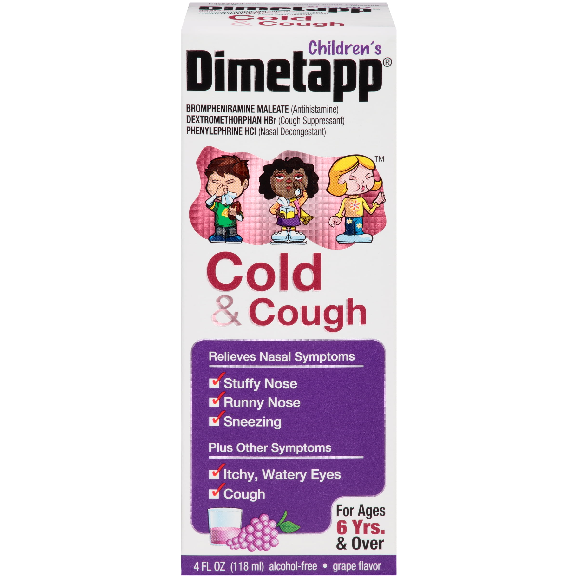 Dimetapp Childrens Cold Cough Syrup Grape 4 0 Fl Oz Walmart