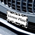 thumbnail image 6 of 1pc Black and White Cow Print 2-Hole License Plate Frame, Aluminum Material, 6x12 Inches with Screw Set, Retro Novelty Car Decoration Gift, Standard US License Plate Size, 6 of 7