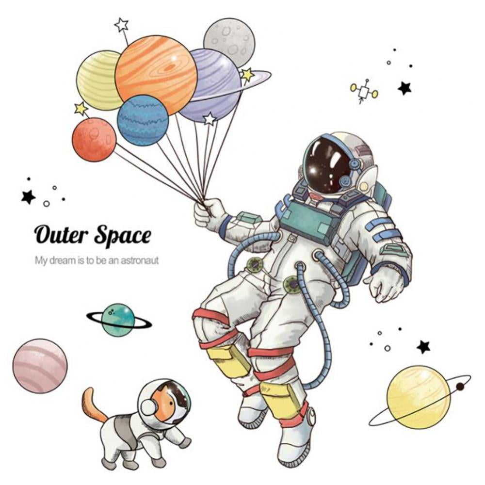 TINKER Children's Bedroom Wall Stickers Reusable Astronaut Wall Stickers Cartoon  Wallpaper 