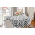 thumbnail image 1 of Abstract Round Tablecloth, Geometric Pattern of Hand Drawn Squares with Diagonal and Horizontal Stripes, Circle Table Cloth Cover for Dining Room Kitchen Decor, 60", Dark Grey White, by Ambesonne, 1 of 1