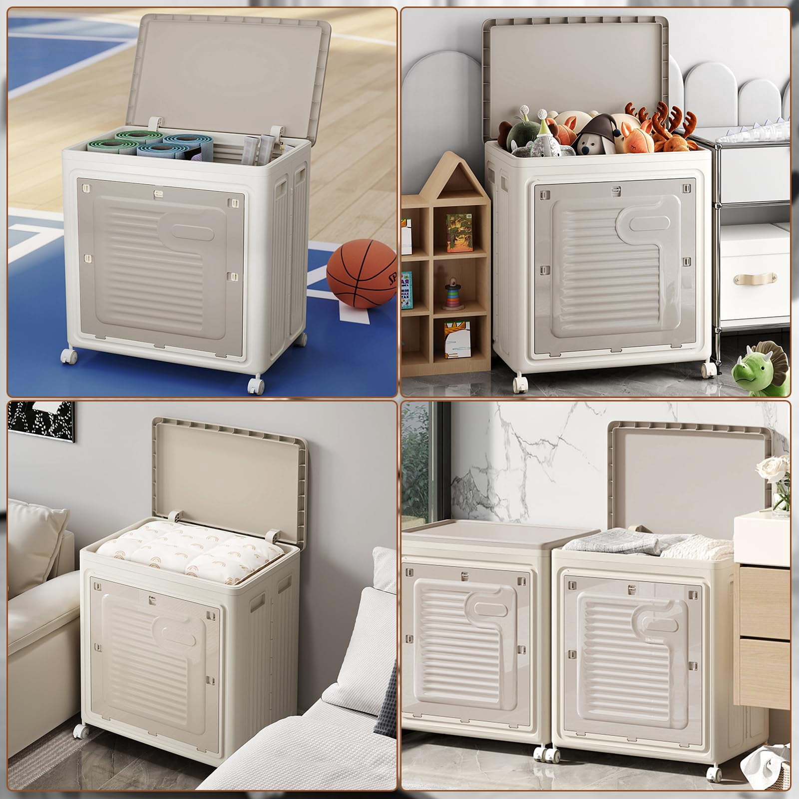 Rolling Laundry Hamper with Lid, 150L Large Capacity Clothes Hampers for Laundry, Plastic Laundry Baskets with Wheels for Laundry Room