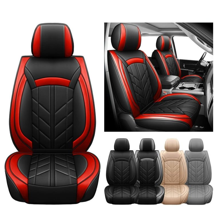 Car Seat Covers Fit for 2015 2022 Ford F150 Truck Waterproof Leather Full Set Front Rear Seat Cushion Protector Black Red