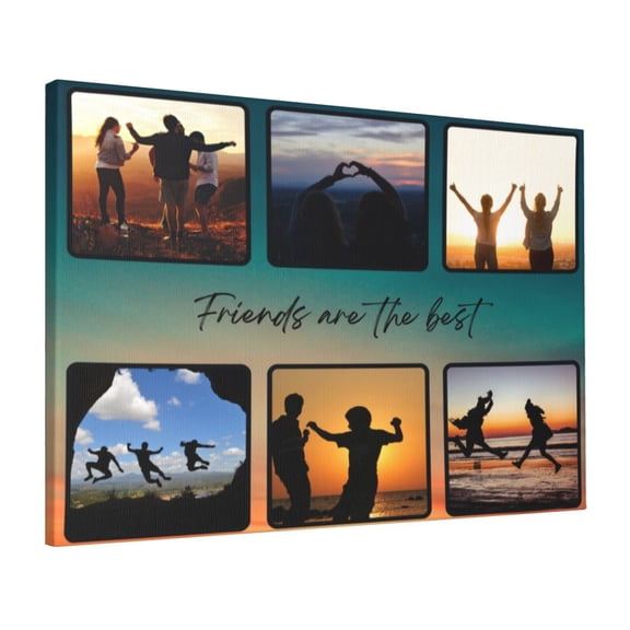 Custom Canvas Prints Blue Yellow Sunset Friends Modern Personalized Photo Image Collage DIY Framed Kit Wall Art Picture Room Decor 16x20 inch