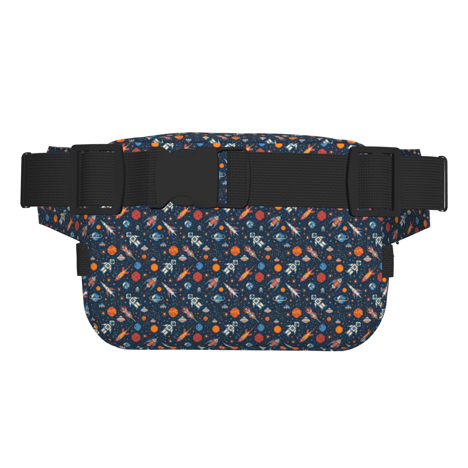 Fuzoiu Spaceships And Stars In Outer Space Print Unisex Square Double Layer Waist Bag,Crossbody Fanny Pack Travel Workout Accessory