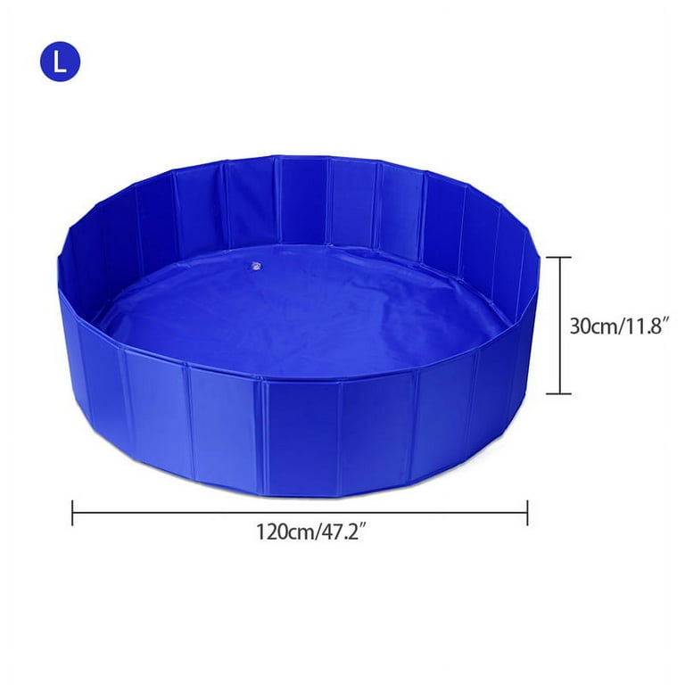 Foldable Dog Pet Bath Pool Cover Large Round Collapsible Dog Pet Pool  Bathing Tub Kiddie Pool for Covers Portable, Blue 