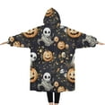 thumbnail image 2 of Oversized Wearable Blanket Hoodie,Nightmare Before Christmas Halloween Pattern Sherpa Blanket Hoodie with Super Pockets,Super Warm Fuzzy Pullover for Women & Men, 2 of 6