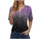 thumbnail image 1 of Blusas de Manga Corta para las Mujeres Impresas Cuello Redondo Casual Top, Blusa de Algodón de Imitación para el Hogar Y Diario, 1 of 5