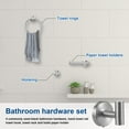 thumbnail image 3 of Dznils 4-Piece Wall Mount Steel Bath Hardware Set, Towel Ring, Toilet Paper Holder, Robe Hook, Silver, 3 of 11