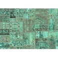 thumbnail image 1 of Ahgly Company Machine Washable Indoor Rectangle Patchwork Turquoise Blue Transitional Area Rugs, 8' x 12', 1 of 4
