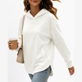 thumbnail image 4 of Nestiefly Hoodies for Women Oversized Thumb Hole Sweatshirts Pullover Top with Kangaroo Pocket White 2XL, 4 of 5