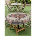 thumbnail image 5 of Outdoor Tablecloth with Umbrella Hole Zipper Rustic Bohemia Round Tablecloth 60" Waterproof Outside Table Cloth Traditional Southwest Ethnic Style Retro Patio Table Cover Tablecloths for Picnic Party, 5 of 8