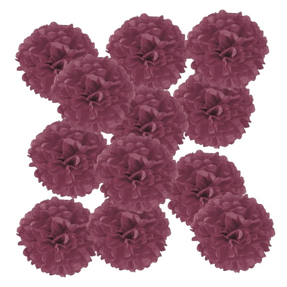 8inch Tissue Paper Pom Poms, 12PCS Pom Poms Paper Flowers Ball Tissue Paper Flowers for Wedding Bridal Shower Birthday Bachelorette Party Backdrop Decoration, Wine Red