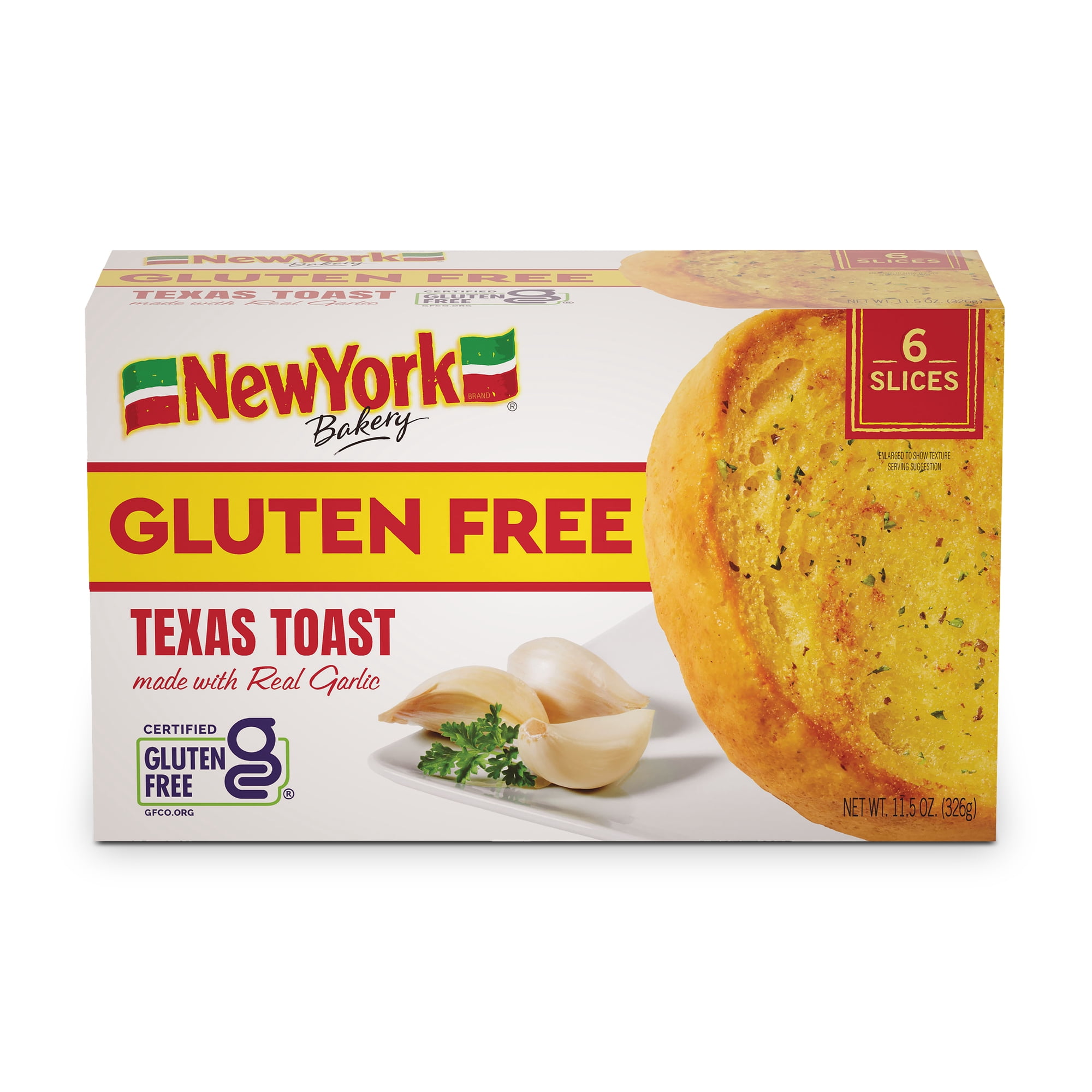New York Bakery Gluten Free Real Garlic Texas Toast, 11.5 oz (6 Count), Frozen
