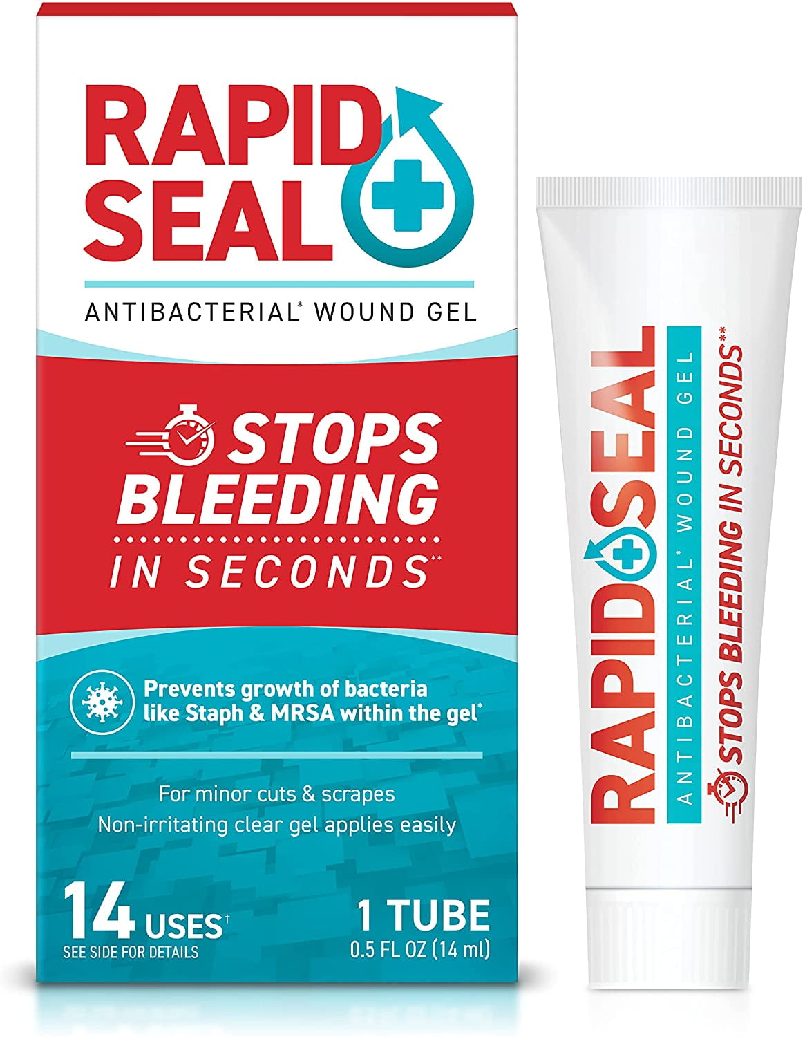 Rapid-Seal Antibacterial First Aid Wound Gel (1 Count) | Stops Bleeding in Seconds, for Minor Cuts & Scrapes