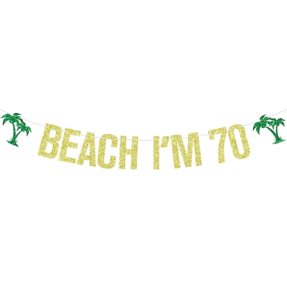 Beach I'm 70 Banner, Aloha 70/Oh Flock I'm 70, Tropical Luau 70th Birthday Sign, Hawaiian Summer Happy 70th Birthday Anniversary Party Decorations