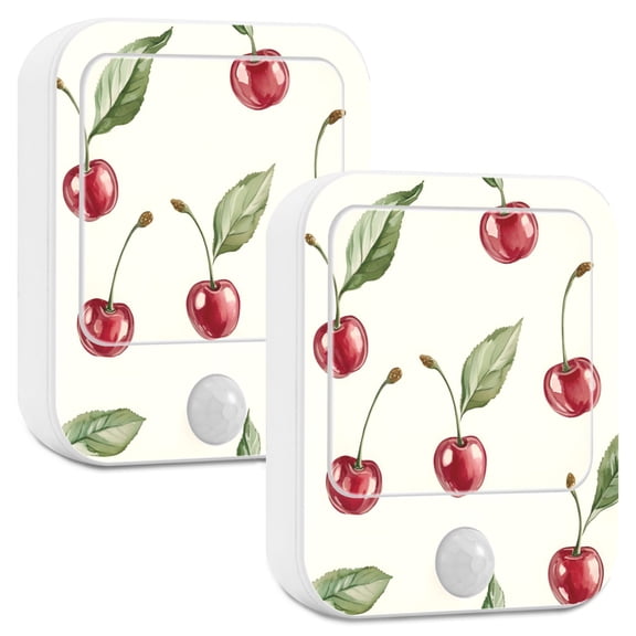 Yayeee 2-Pack Plug in LED Night Lights with Light Sensors Motion Detectors, Beige Cherry