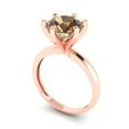 thumbnail image 2 of Solitaire Engagement Ring for Women - 3ct Simulated Champagne Diamond in 18K Rose Gold Promise Ring, 2 of 6