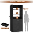 thumbnail image 2 of iSunirm Closet Organizer System with 4 Wood Drawers, 21.3'' Walk-in Closet Storage Unit, Small Closets Wardrobe Closet, Tall Storage Cabinet Unit, Black, 2 of 8
