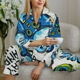 thumbnail image 6 of Vsdgher Game All Day Pajamas Set Long Sleeve Sleepwear Womens Button Down Nightwear Pj Sets-Small, 6 of 7