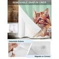 thumbnail image 5 of No Hook Shower Curtain with Snap-in Liner, Green Cat Waterproof Fabric Bathroom Curtains, Funny Animals Modern Art Bath Curtains & Mesh Top Window Narrow 36"x78", 5 of 9