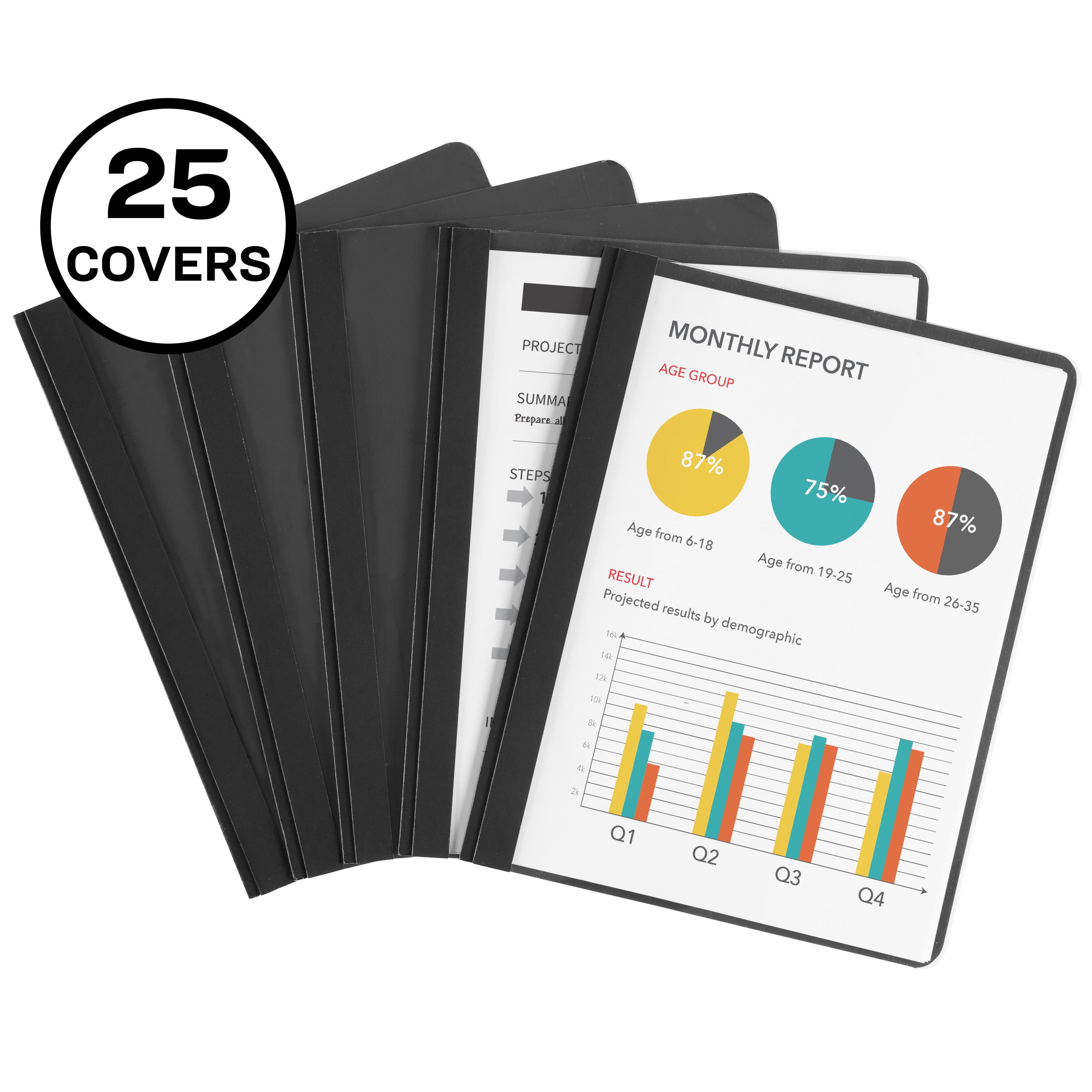 Clear Front Report Covers, 3 DoubleProng Fasteners, 25 Covers (47960