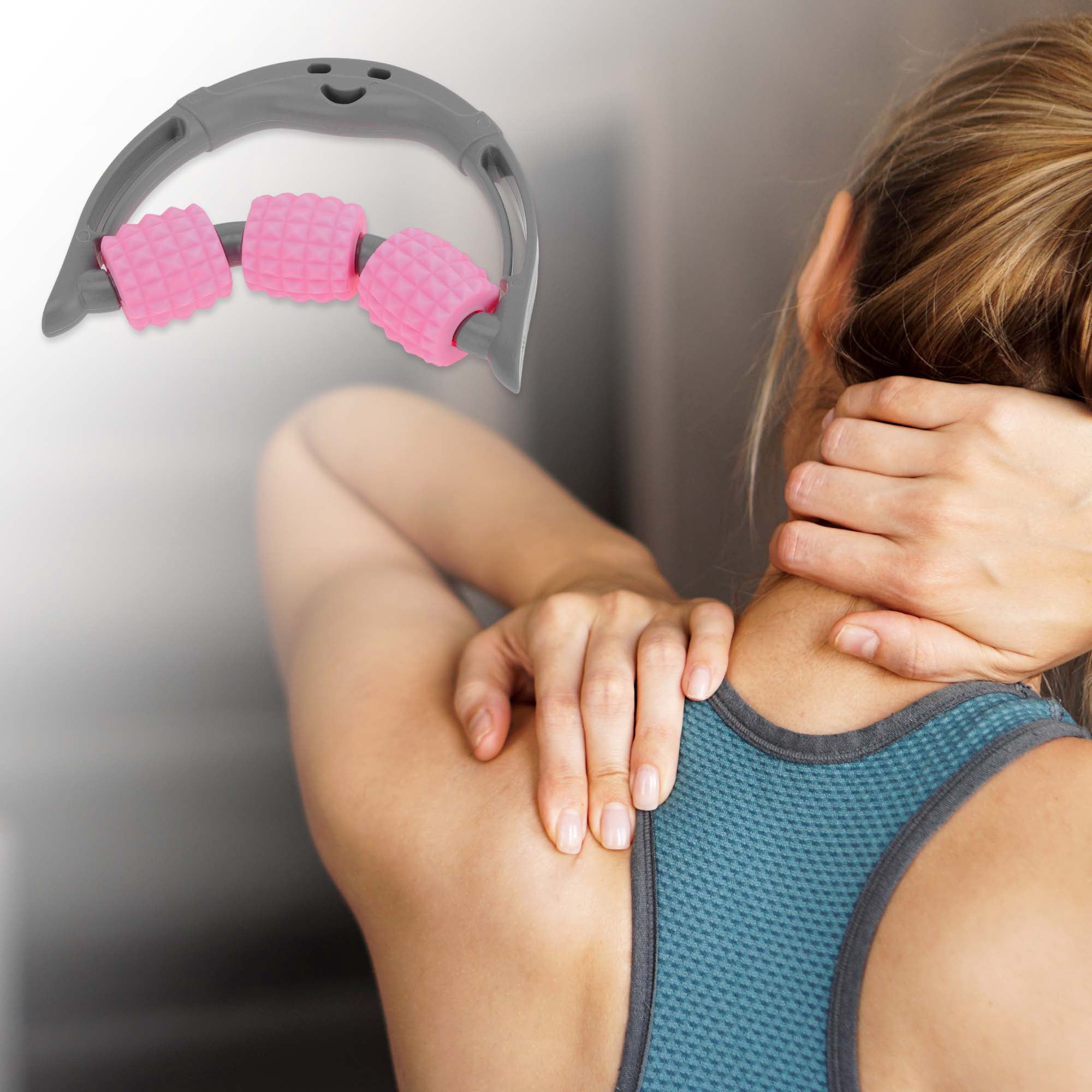 Unique Bargains 1 Pc 3-Round Massage Stick for Muscle Ease Pink