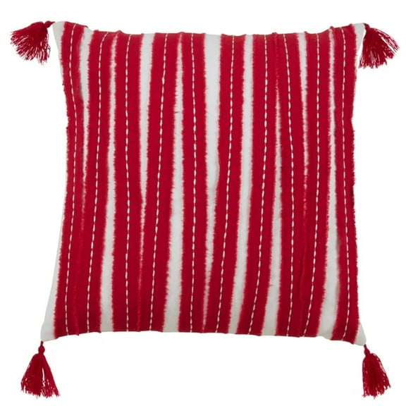 Fennco Styles Casual Frayed Line 100% Cotton Decorative Throw Pillow Cover & Insert 16 x 16 Inch