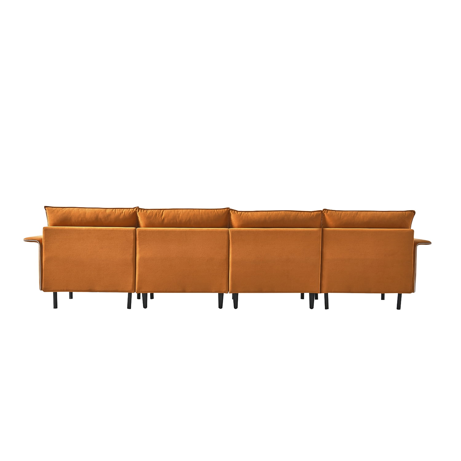 Kadyn Modern L-shaped Sectional Sofa for Living Room, Futon Sofa Bed for Home Hotel, Mid-century Modular Futon Sofa for Apartment Dorm, Orange